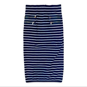 Cache Black & White Striped Pencil Skirt | S